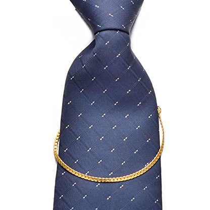 2Pcs Tie Chain for Men Classic with Double Single Gold Silver Elegant Chain Tie Cilp - color: gold single chain (two)