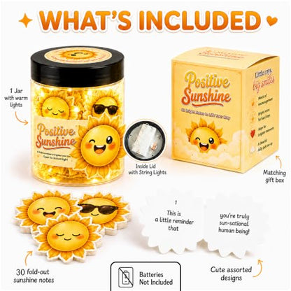 Positive Sunshine Jar, 30 Positive Notes for Women, Emotional Support Cards - color: Positive Sunshine Jar