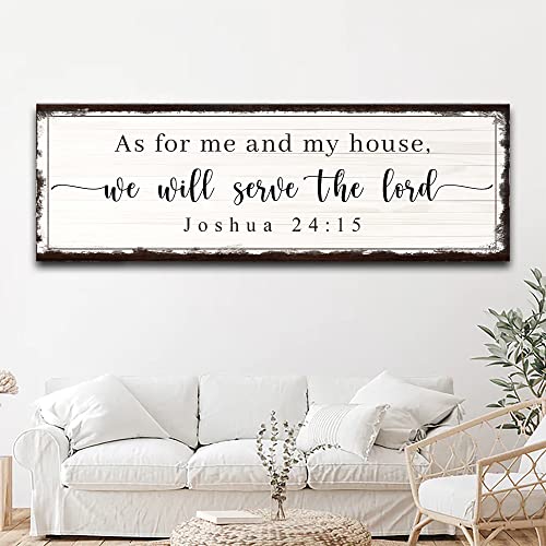 Tailored Canvases Christian Wall Art Decor - Religious Bible Verses Sign for Gifts, Home, Living Room & Bedroom - Inspirational Scripture Quotes Signs - Joshua 24:15 As For Me We Will Serve the Lord, 48x16in - color: Grunge Brown Joshua 24:15 We Will Serv