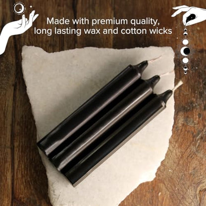 5 Inch Taper Candles, Set of 24, Unscented, Bulk Ritual Candles - color: Black, size: 5 inch - 24 pack