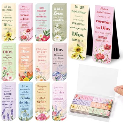 Haooryx Spanish Bible Verse Magnetic Bookmarks Motivational Page Markers - style: Spanish Floral