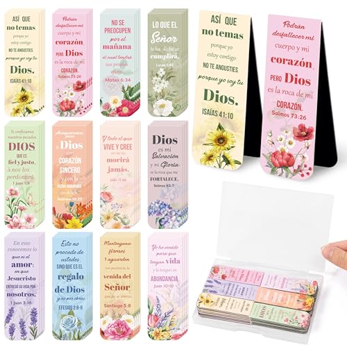 Haooryx Spanish Bible Verse Magnetic Bookmarks Motivational Page Markers - style: Spanish Floral