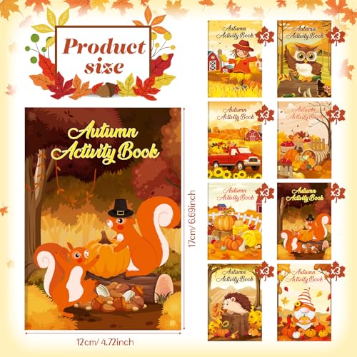 Kosiz 24 Pcs Fall Activity Books for Kids, Party Favors Goodie Bags Bulk - style: Fall