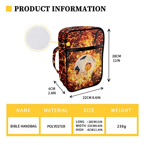 Coldinair Firing Soccer Print Bible Cover for Boys Kids Bible Case Carrying Book Case Church Bag with Handle and Zippered Pockets,Lightweight and Durable - color: Firing Soccer