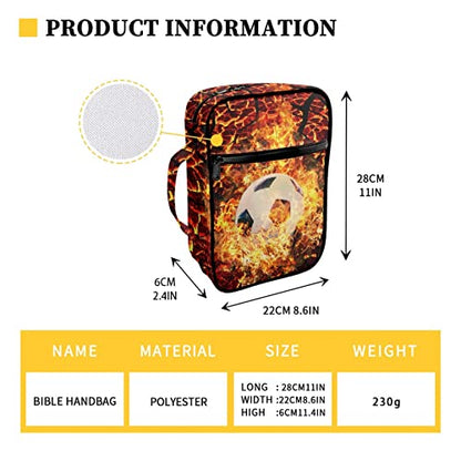 Coldinair Firing Soccer Print Bible Cover for Boys Kids Bible Case Carrying Book Case Church Bag with Handle and Zippered Pockets,Lightweight and Durable - color: Firing Soccer