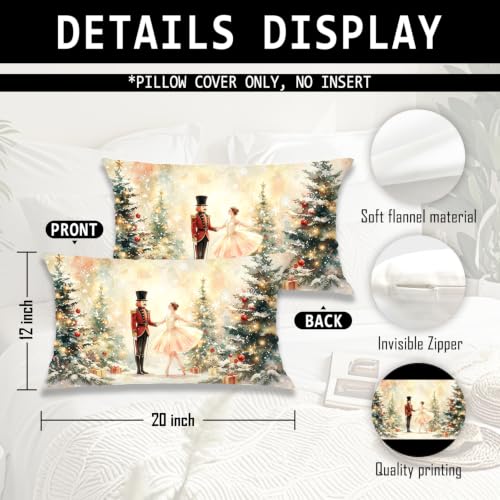 Vintage Christmas Nutcracker Ballet Winter Forest Pillow Cover 12x20 - color: Christmas-34, size: 20" x 12" (Pack of 1)