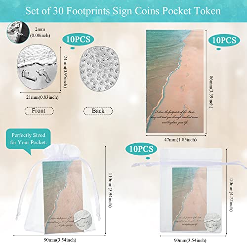 BBTO 30 Pcs Footprints in The Sand Gifts, Footprints in The Sand Coins with Cards, Organza Bags, Pocket Hug Tokens, Christian Religious Gifts Bulk for Family, Friends