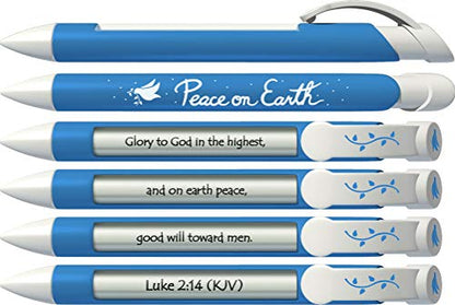 Greeting Pen Bible Verse Pen-Peace on Earth Rotating Message 6 Pen Set 37111