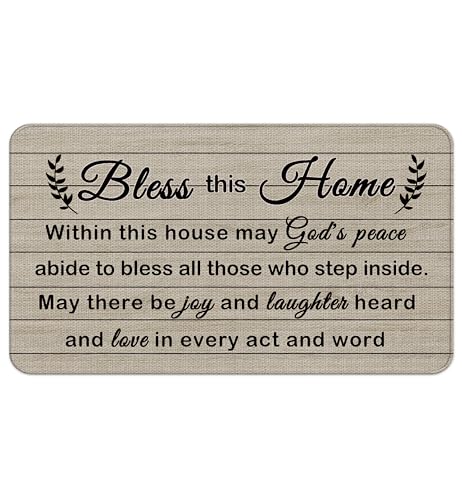 Bless This Home Decorative Indoor Outdoor Doormat,House Warming Gifts Front Door Mat 17x30 Inch，Religious Decoration Welcome Mat - for Home Entrance, Outside Entry, Yard, Floor, Patio（01） - color: 18 Doormat