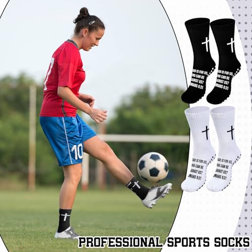 4 Pairs Cross Grip Soccer Socks, Us Size 6-12 - color: Black, White, style: Bible