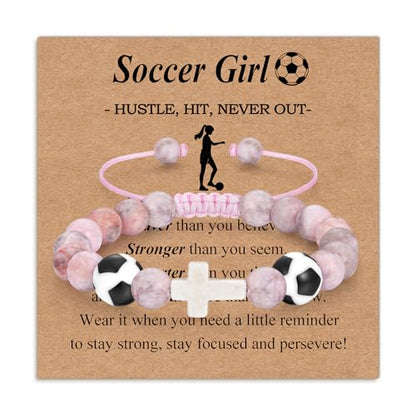 Bracelets for Girls Cross Soccer Bracelets Birthday Gifts for Girl - color: 5# Soccer Girl