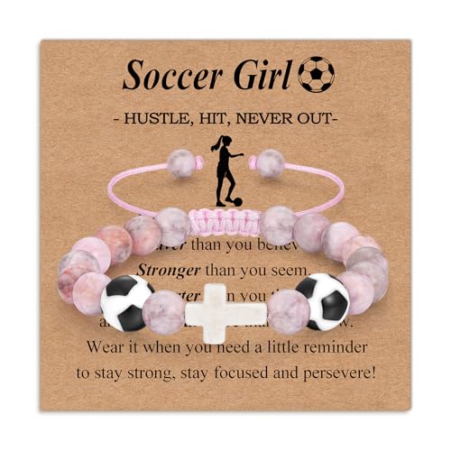 Bracelets for Girls Cross Soccer Bracelets Birthday Gifts for Girl - color: 5# Soccer Girl