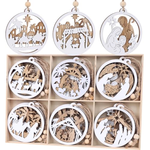 18 Pieces Nativity Scene Ornaments Christmas Tree Decorations