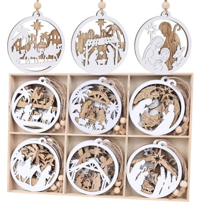 18 Pieces Nativity Scene Ornaments Christmas Tree Decorations