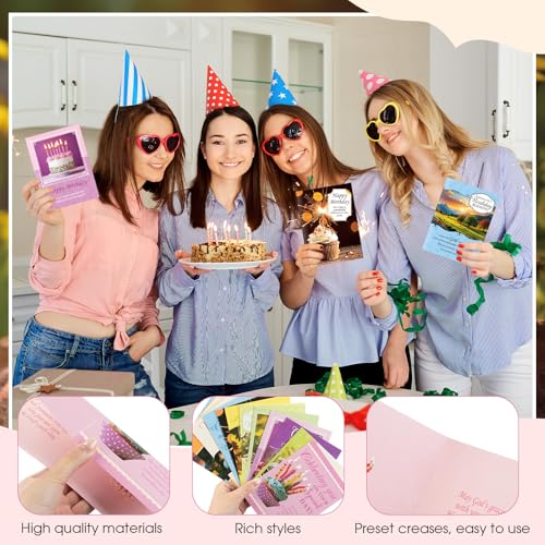 Motiskyy 48 Pack Religious Christian Birthday Cards Bulk with Scripture Assorted Bible Verse 4.5 x 6.2 Inch Christian Blessings Birthday Greeting Cards with Envelopes and Stickers (Warm Message Style) - style: Warm Message Style