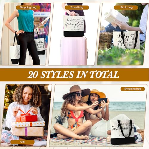 40 Pcs Christian Canvas Tote Bible Bag for Women - style: Classic