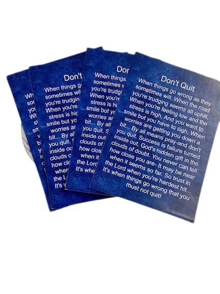"Don't Quit" Prayer Pocket Card - Bookmark - Inspirational (Pack of 50)