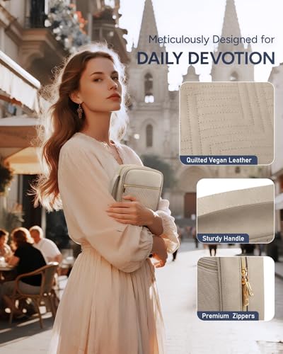 BellaHold Bible Cover Case for Women Quilted Bible Case with Handle Strap - color: Desert Taupe, size: XS/S