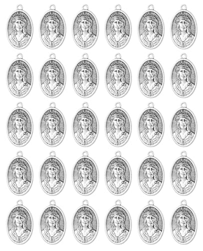 COTTVOTT Saint Therese of Lisieux/Saint Mother Teresa of Calcutta/Divine Mercy Jesus/Mater Dolorosa Patron Saint Medal Charm Pendant for DIY Rosary Necklace Bracelet Jewelry Making Part - color: 30pcs-Jesus ECCE Homo medal