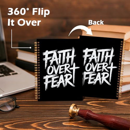 CFFJLHN Faith Over Fear Christian Notebook, Bible Journal, Prayer Journal for Women & Men, Church Notes Journal, Scripture Hardcover Spiral Notebook 5.5x8.3 in - color: 11