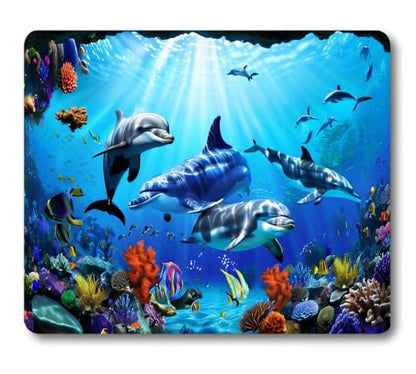 Dolphins Mouse Pad, Gorgeous Marine Organism Underwater Landscape Desk Mat - color: Custom Designs Art 053