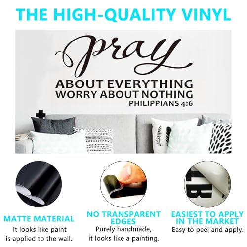 Christian Wall Decals for Living Room: Bible Verse Quotes Bedroom Inspirational Vinyl Art Wall Stickers - Pray About Everything 36.2" X 19" - color: Pray About Everything, size: X-Large