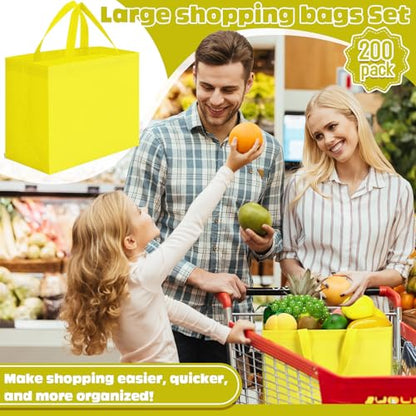 Windyun Reusable Grocery Bags Non Woven with Handles - color: Yellow