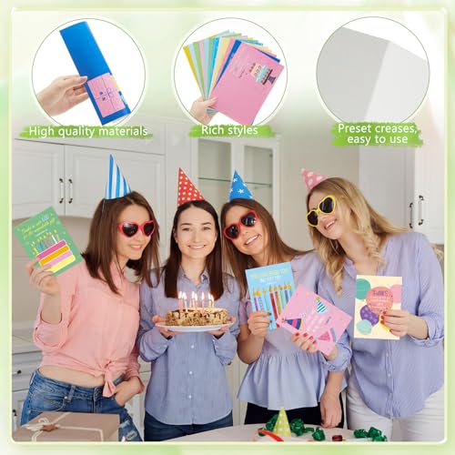 Motiskyy 48 Pack Religious Christian Birthday Cards Bulk with Scripture Assorted Bible Verse 4.5 x 6.2 Inch Christian Blessings Birthday Greeting Cards with Envelopes and Stickers (Illustration Style) - style: Illustration Style