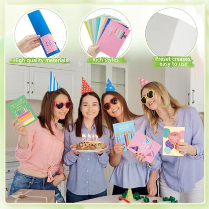 Motiskyy 48 Pack Religious Christian Birthday Cards Bulk with Scripture Assorted Bible Verse 4.5 x 6.2 Inch Christian Blessings Birthday Greeting Cards with Envelopes and Stickers (Illustration Style) - style: Illustration Style