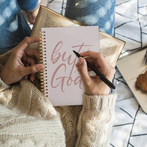 Wheatwin Bible Notebook, But God Christian Notebook Journal, Prayer Journal for Women, Christian Gifts for Men Women, Inspirational Christian Hardcover Spiral Notebook 5.5x8.3 - Pink - color: But god - Soft Nude Pink