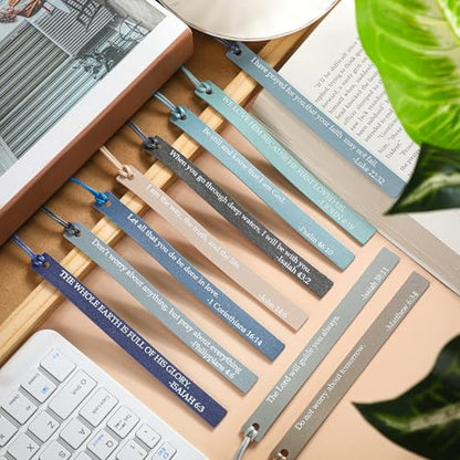Skyygemm 10 Pcs Christian Bookmarks Christmas Gift for Women, Blue Gray - color: Blue Gray