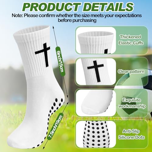 Chicingyou 6 Pairs Cross Grip Soccer Socks Religion Crew Socks - color: White