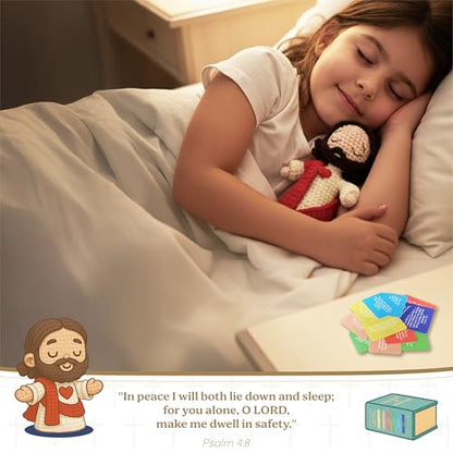 Jesus Plush Christian Bible Verse Scripture Cards with Crochet Jesus Stuffed, Christian Gifts for Women, Inspirational Prayer Cards, Faith Gift for Women Communion Gifts Read Me When Baptism Gifts Encouragement Gift - color: Jesus