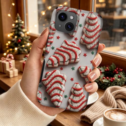 Compatible with iPhone 15 Plus Case,Wireless Charging Compatible,Patented 2‑in‑1 Dual‑Layer Protection, Hot Transfer Print Hard Shell Cover - Christmas Dim Sum Biscuits - color: Christmas Dim sum biscuits, size: iPhone 15 Plus