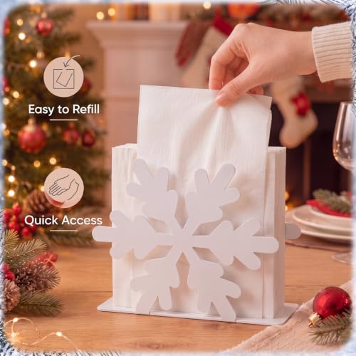 Nuogo Christmas Snowflake Napkin Holder for Table - style: Snowflake