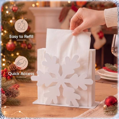 Nuogo Christmas Snowflake Napkin Holder for Table - style: Snowflake