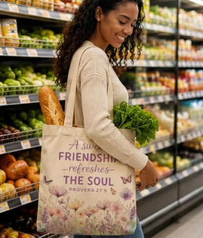Christian Bible Verse Tote Bag for Women Faith Church - color: Friendship