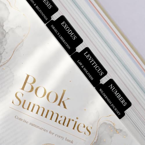 UPAFEXXI-Laminated Bible Tabs with Book Summaries, Bible Study Supplies - color: Summaries Black2