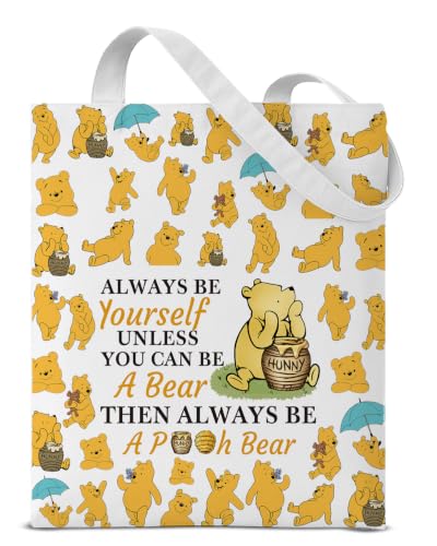 Cute Pooh Bear Aesthetic Reusable Tote Bag, Funny Gifts for Women Friends - color: Yourself