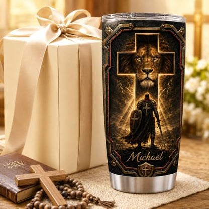 Personalized Christian Gifts For Men - Faith Bible Warrior Christ Tumbler V19 - Man Of Faith A Child Of God Religious For Dad, Husband, Grandpa on Fathers Day, Christmas, Birthday - color: CH-VAR-19