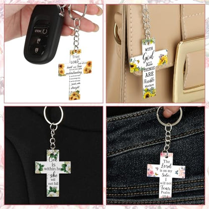 Remuuly Christmas Christian Gift Mini Bible Keychain Bulk - color: Cross