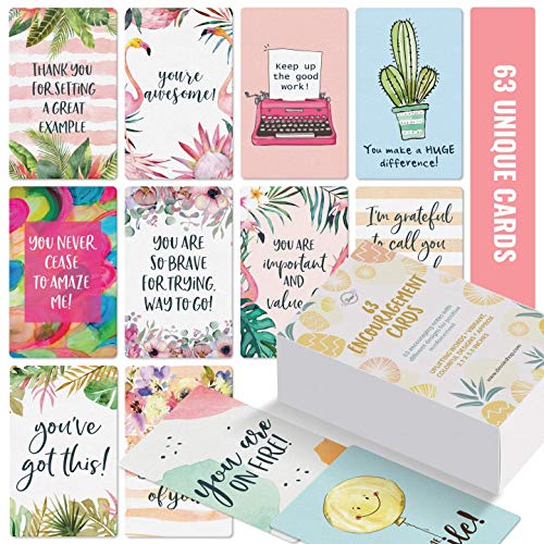 Dessie Motivational Cards - 63 Unique Inspirational Cards. Business Card Sized Encouragement Cards for Employees, Thinking of You Gifts, Appreciation Cards, Kindness Cards, Lunch Box Notes - color: Motivational - 63 Business Card