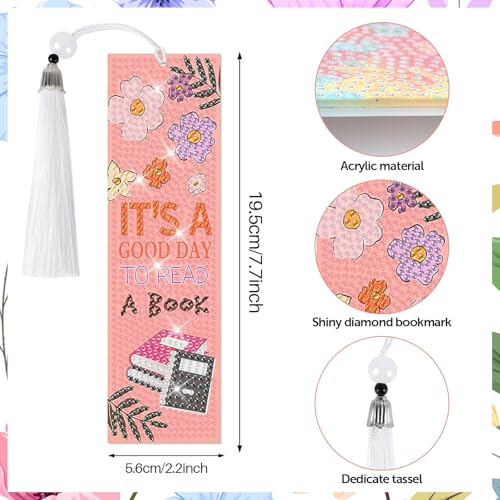 8 Pieces Christian Bible Verse Diamond Art Bookmarks 5d Christian Beaded Bookmark Acrylic Tassel Bookmark for DIY Making Beginners Adults Arts Craft Supplies (Book Lovers) - color: Book Lovers