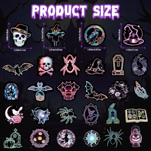 Halloween Neon Stickers 50 Pieces, Spooky Vinyl Decals for Party - color: Non-luminescent-500ksyy
