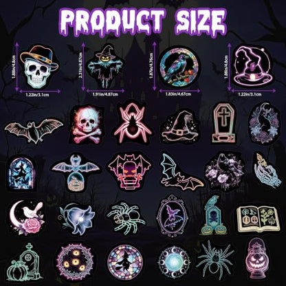 Halloween Neon Stickers 50 Pieces, Spooky Vinyl Decals for Party - color: Non-luminescent-500ksyy