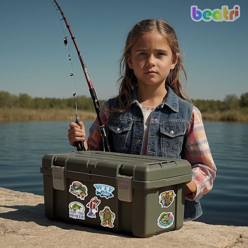 BEATRI Fishing Stickers 50Pcs Vinyl Waterproof Fishing Decor - color: Fishing Stickers