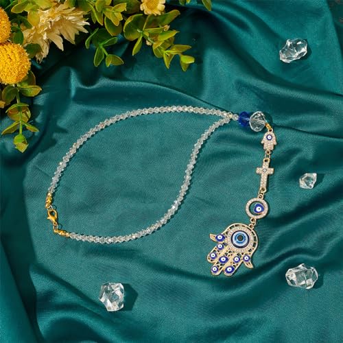 1PC Crystal Hanging Suncatchers with Evil Eye Pendant with Alloy Lobster Clasps Suncatcher Car Charm Gift Good Luck Spiritual Rearview Mirror for Window Car Door Frame Balcony - color: Hand Gold