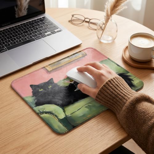 Black Cat Martini Mouse Pad Coquette Retro Desk Pad 9.5x7.9 Inch - color: Black Cat