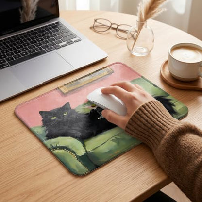 Black Cat Martini Mouse Pad Coquette Retro Desk Pad 9.5x7.9 Inch - color: Black Cat