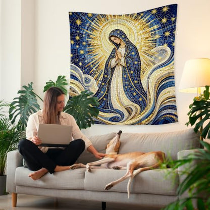 HUGANE Virgin Mary Christian Catholic Tapestry Wall Decor 50x60 Inch - color: colour-03